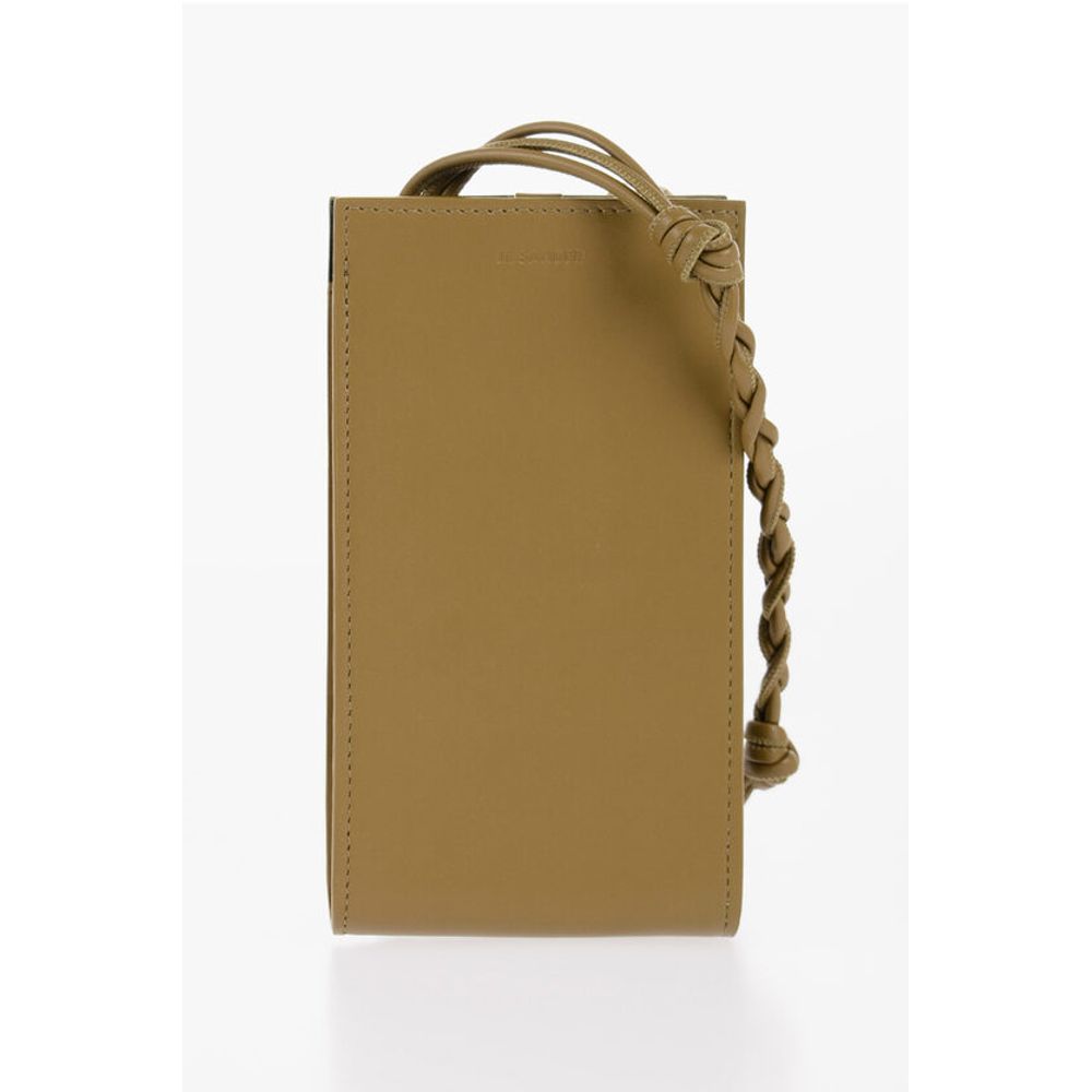 Jil Sander Leather Phone Case with Woven Shoulder Strap