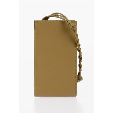 Jil Sander Leather Phone Case with Woven Shoulder Strap