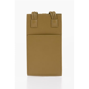 Jil Sander Leather Phone Case with Woven Shoulder Strap