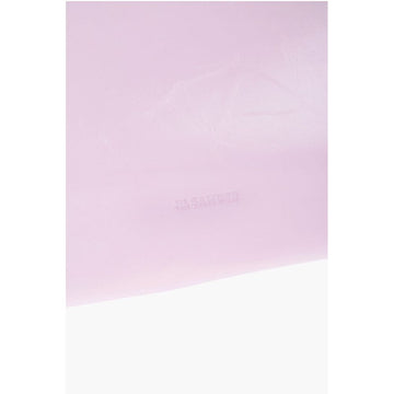 Jil Sander Craquelé Leather Clutch with Zip Closure