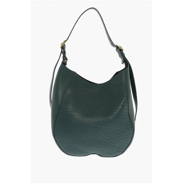 Burberry Solid Color Textured Leather Shoulder Bag