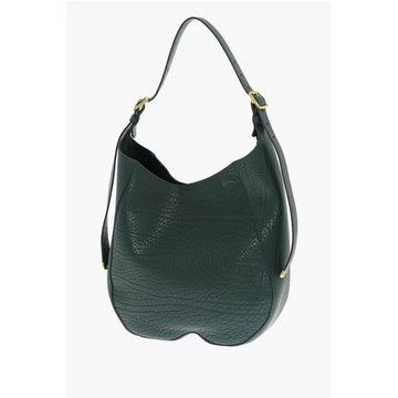 Burberry Solid Color Textured Leather Shoulder Bag