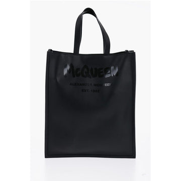 Alexander McQueen Logoed Leather Tote Bag with Shoulder Strap