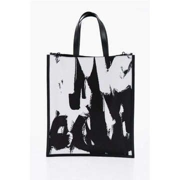 Alexander McQueen Logoed Fabric Tote Bag with Leather Detail