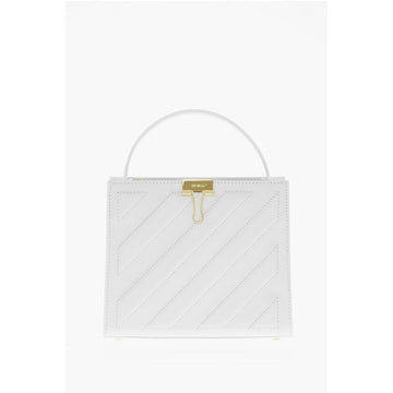 Off-White Leather CROSS Tote Bag with Golden Details