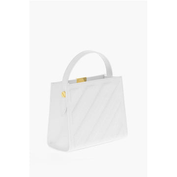 Off-White Leather CROSS Tote Bag with Golden Details