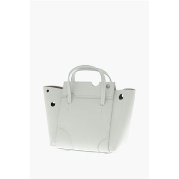 Off-White Leather BURROW Tote Bag with Cut-Out Details