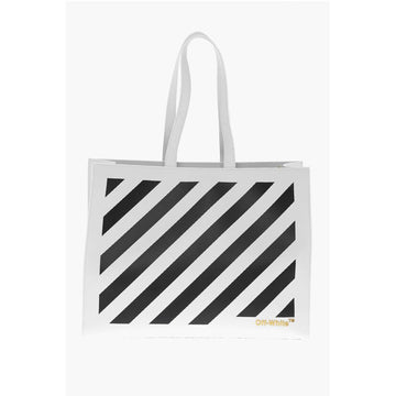 Off-White Leather DIAG HYBRID Tote Bag with Removable Shoulder Strap