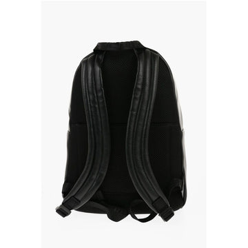 Versace JEANS COUTURE Textured Faux Leather Backpack with Silver-Ton