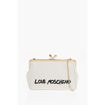 Moschino LOVE Solid Color Handbag with Printed Logo and Removable Cha