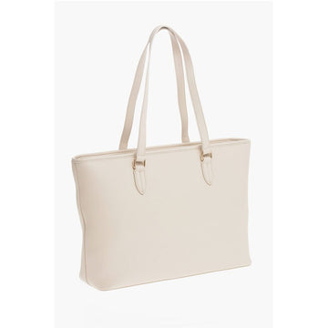 Moschino LOVE Faux Leather Tote Bag with Golden Embossed Maxi Logo