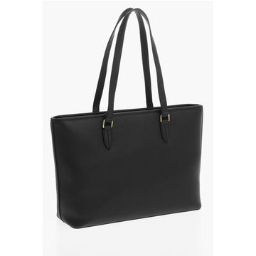 Moschino LOVE Faux Leather Tote Bag with Golden Embossed Maxi Logo