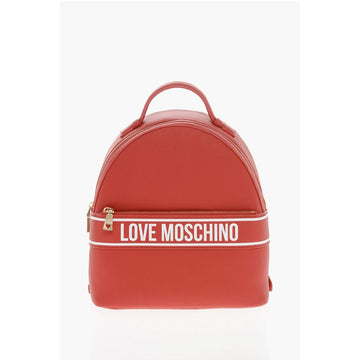 Moschino LOVE Faux Leather Backpack with Printed Contrasting Logo