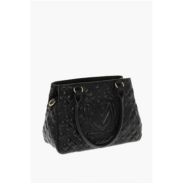 Moschino LOVE Quilted Faux Leather Hand Bag with Embossed Logos