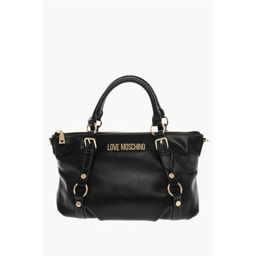 Moschino LOVE Faux Leather Bag with Removable Shoulder Strap and Gold