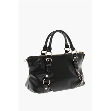 Moschino LOVE Faux Leather Bag with Removable Shoulder Strap and Gold