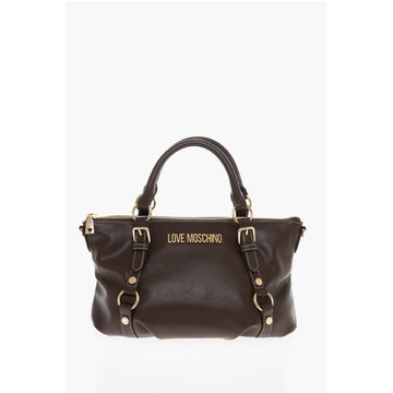 Moschino LOVE Faux Leather Hande Bag With Golden Logo