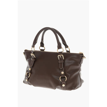 Moschino LOVE Faux Leather Hande Bag With Golden Logo