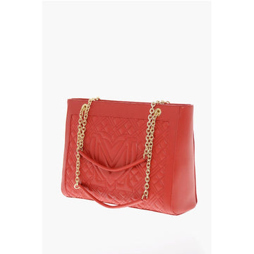 Moschino LOVE Quilted Tote Bag with Golden Chain