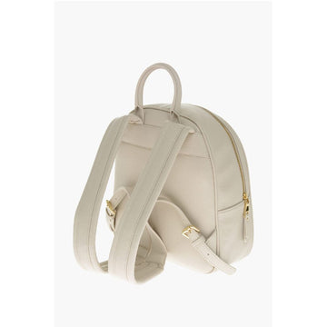 Moschino LOVE Textured Faux Leather Backpack with Embossed Logo