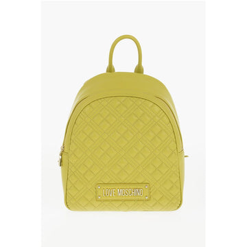 Moschino LOVE Quilted Faux Leather Backpack with Golden Logo