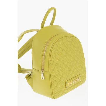 Moschino LOVE Quilted Faux Leather Backpack with Golden Logo