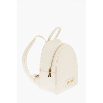 Moschino LOVE Quilted Faux Leather Backpack with Golden Logo