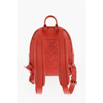 Moschino LOVE Quilted Faux Leather Backpack with Golden Logo