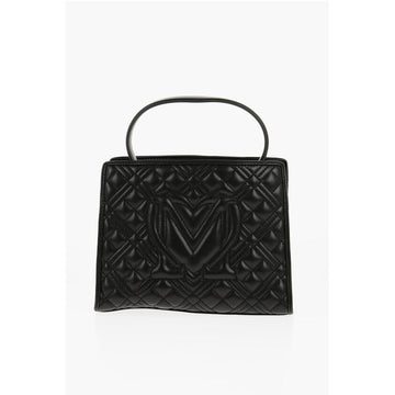Moschino LOVE Quilted Faux Leather Bag with Removable Shoulder Strap