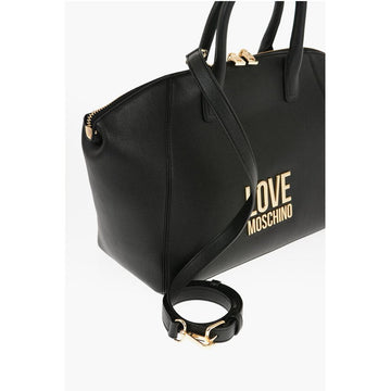 Moschino LOVE Faux Leather Tote Bag with Golden Logo