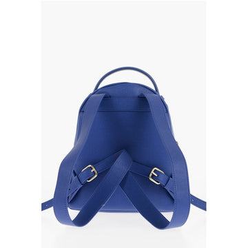 Moschino LOVE Solid Color Faux Leather Backpack with Golden Logo