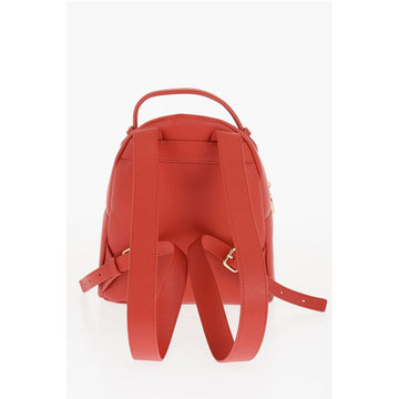 Moschino LOVE Solid Color Faux Leather Backpack with Golden Logo