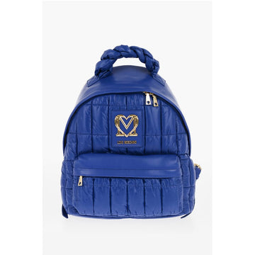 Moschino LOVE Quilted Nylon Backpack with Faux Leather Trims