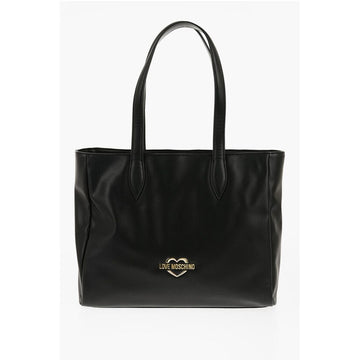 Moschino LOVE Faux Leather Tote Bag with Heart Shaped Pouch