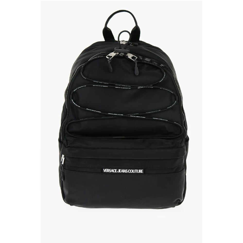Versace JEANS COUTURE Solid Color Nylon Backpack with Logoed Detail