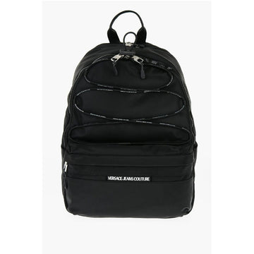 Versace JEANS COUTURE Solid Color Nylon Backpack with Logoed Detail