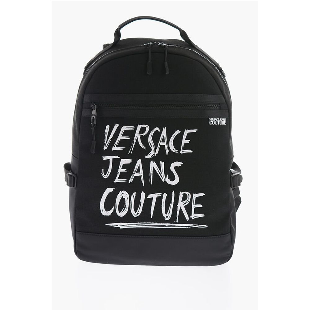 Versace JEANS COUTURE Canvas Backpack with Printed Contrasting Logo