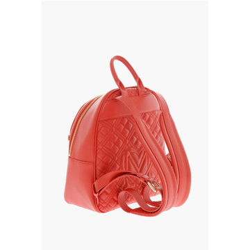 Moschino LOVE Quilted Faux Leather Backpack with Matched Pouch