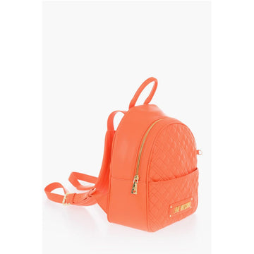 Moschino LOVE Quilted Faux Leather Backpack with Matched Pouch