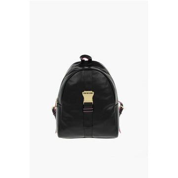 Moschino LOVE Logoed Shoulder Strap Faux Leather SAFETY Backpack