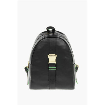 Moschino LOVE Logoed Shoulder Strap Faux Leather SAFETY Backpack