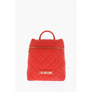 Moschino LOVE Quilted Faux Leather Backpack with Golden Logo