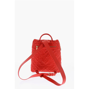 Moschino LOVE Quilted Faux Leather Backpack with Golden Logo