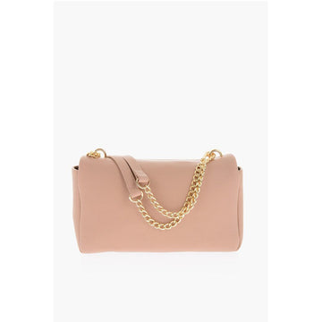 Moschino LOVE Textured Faux Leather Shoulder Bag with Golden Logo