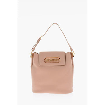 Moschino LOVE golden logo faux leather shoulder bag