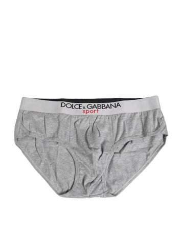 Dolce & Gabbana Gray Cotton Stretch Regular Men Brief Underwear