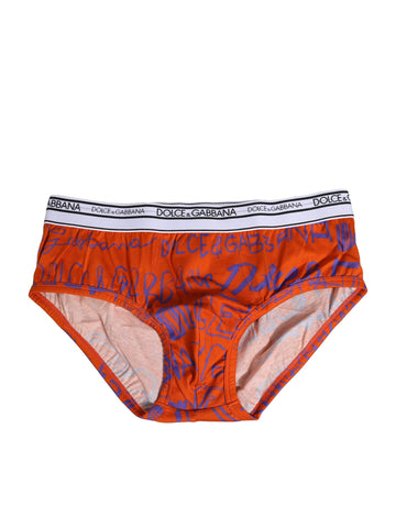 Dolce & Gabbana Orange Cotton DG Logo Printed Brief Underwear