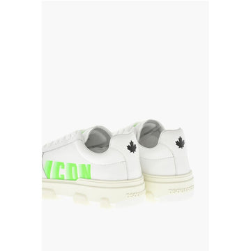 Dsquared² Leather Low-Top BASKET Sneakers With Logo Print