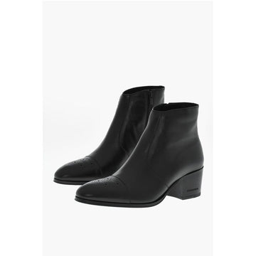 Dsquared² Leather VINTAGE Boots With Brogues Details Heel 6 cm