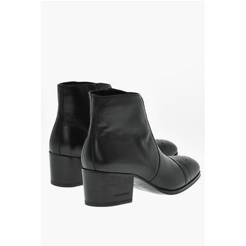 Dsquared² Leather VINTAGE Boots With Brogues Details Heel 6 cm
